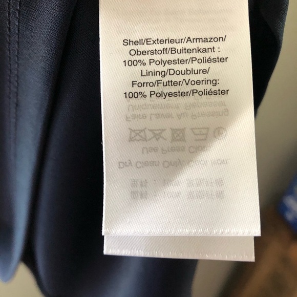 DKNY Womens Navy Ruffled Zippered Belted Lined Striped Sleeveless Surplice Dress - Picture 11 of 11